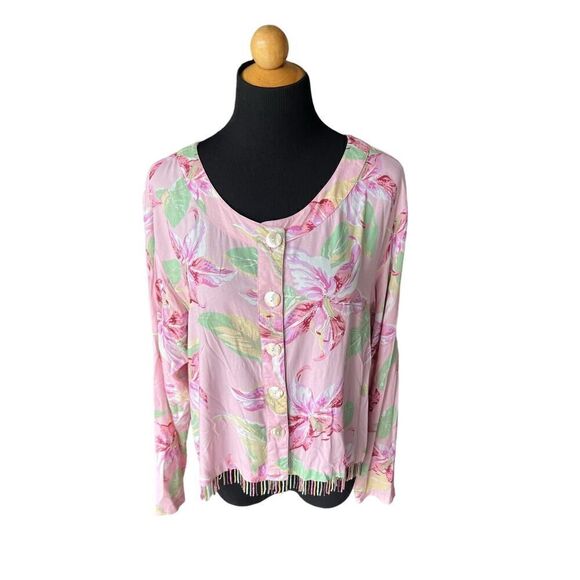 PARADISO LONG TROPICAL BLOUSE SIZE LARGE BEADED - Picture 5 of 9